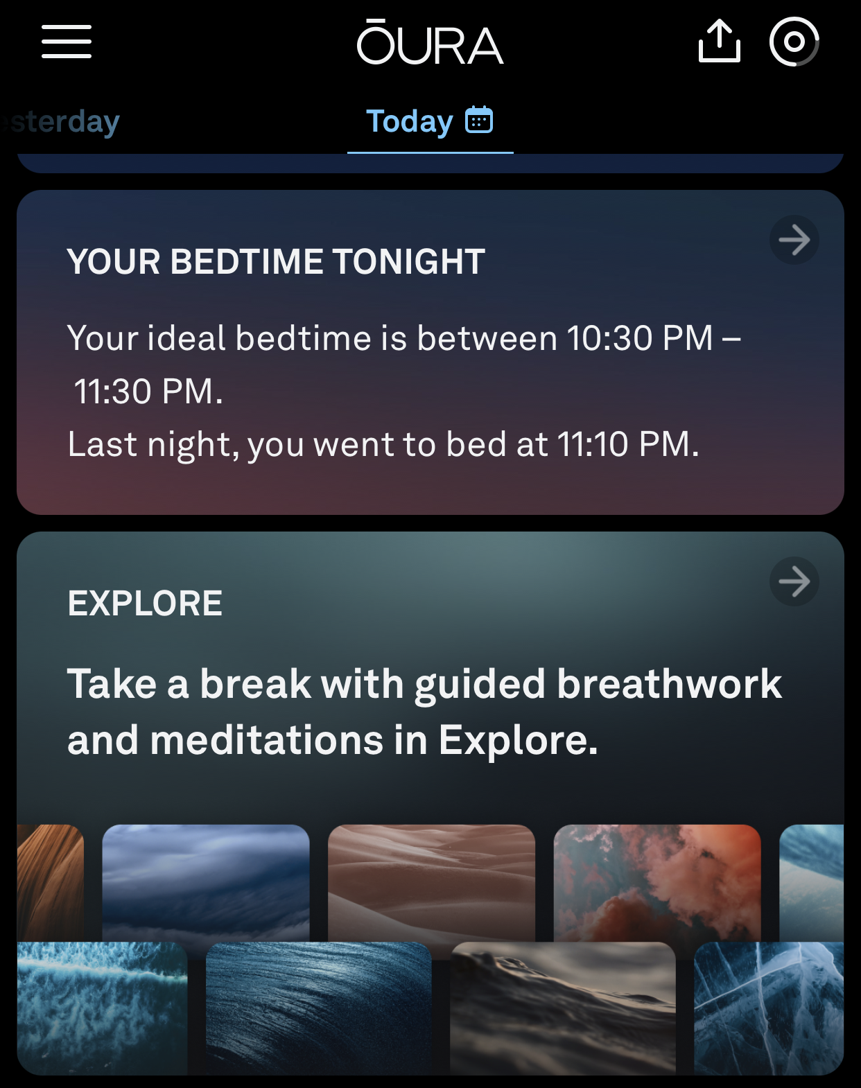 collapsed version of the bedtime guidance card on the home screen