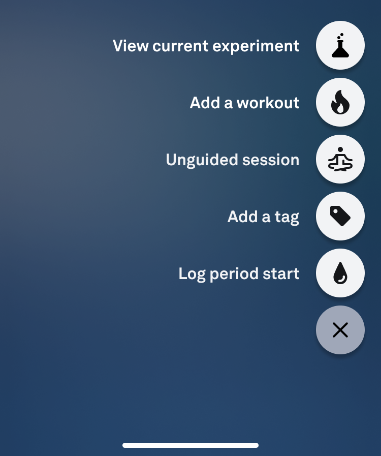 a menu with an option to view current experiment