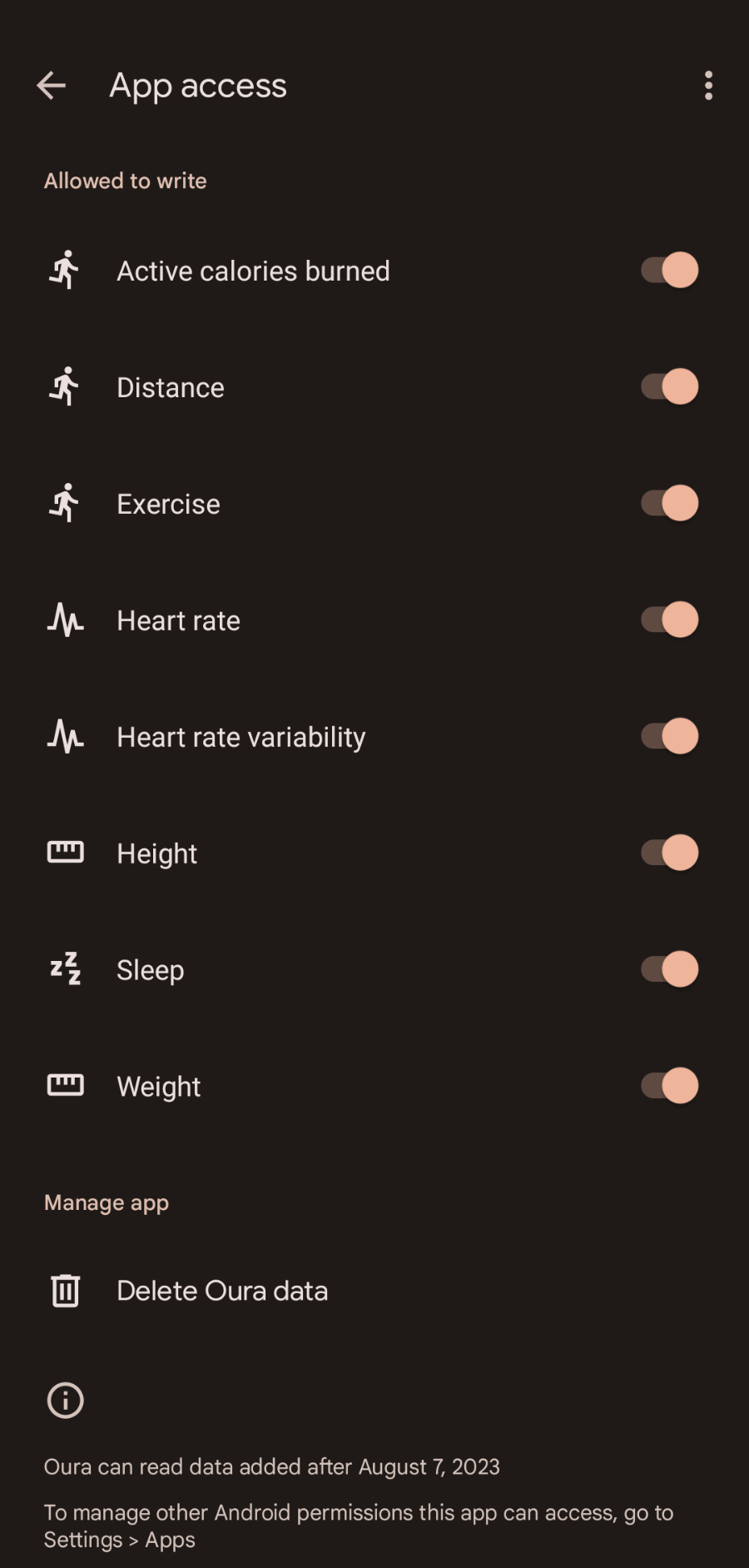 Oura on sale android app