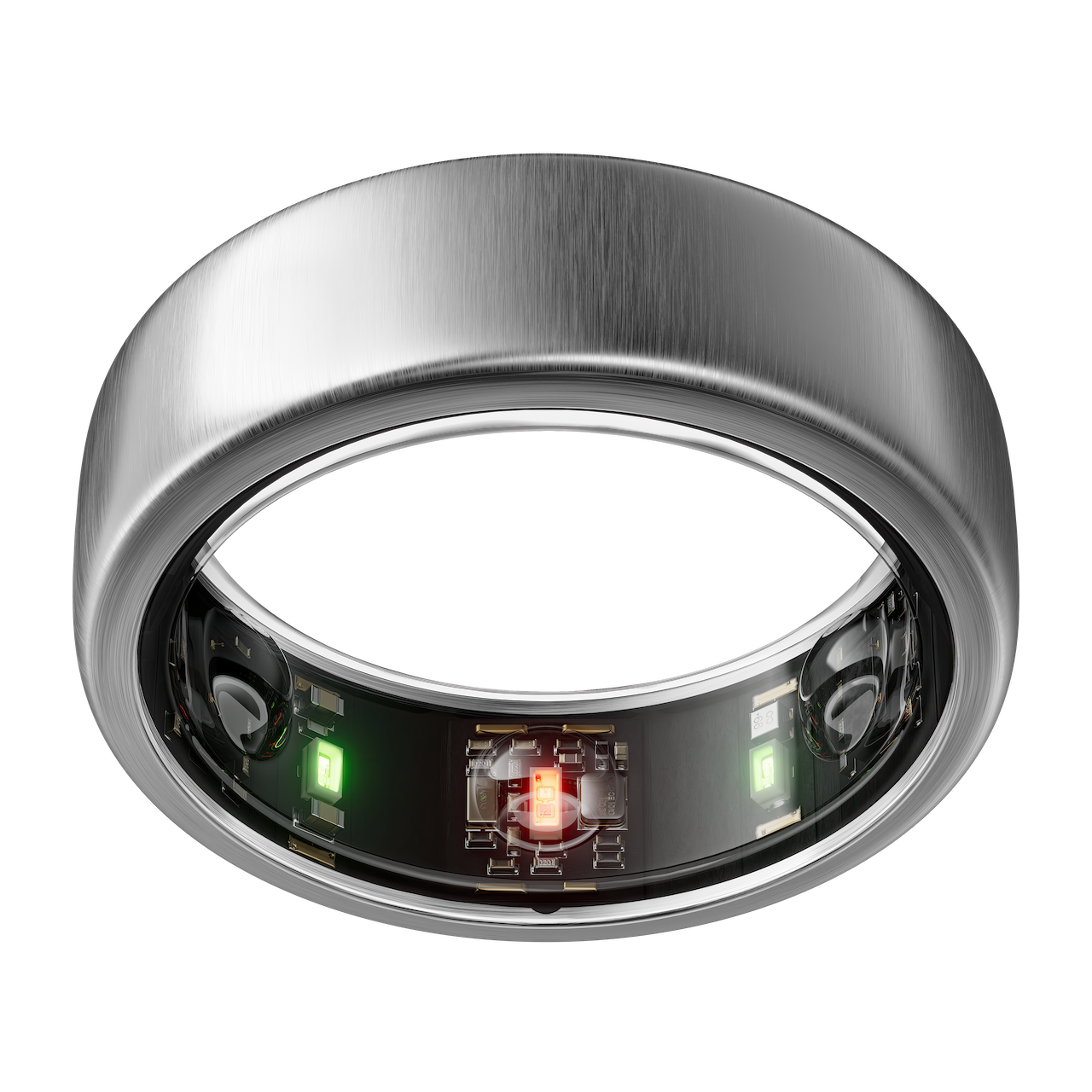 the brushed titanium horizon model oura ring generation 3 viewed from the top