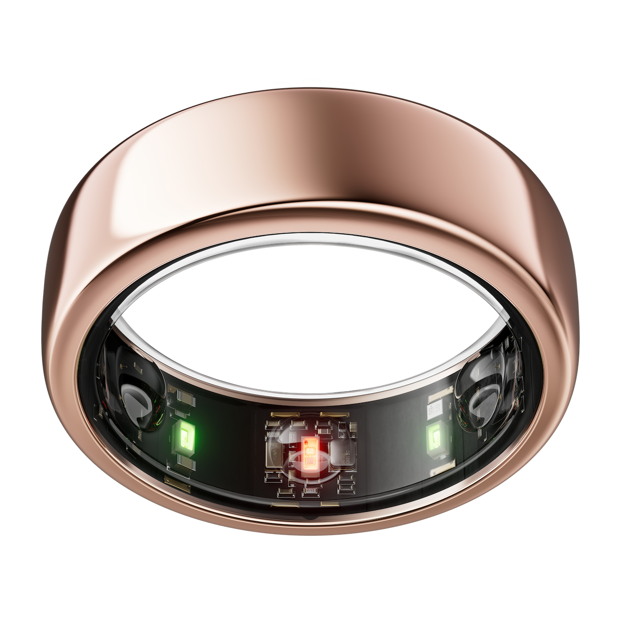 the rose gold horizon model oura ring generation 3 viewed from the top