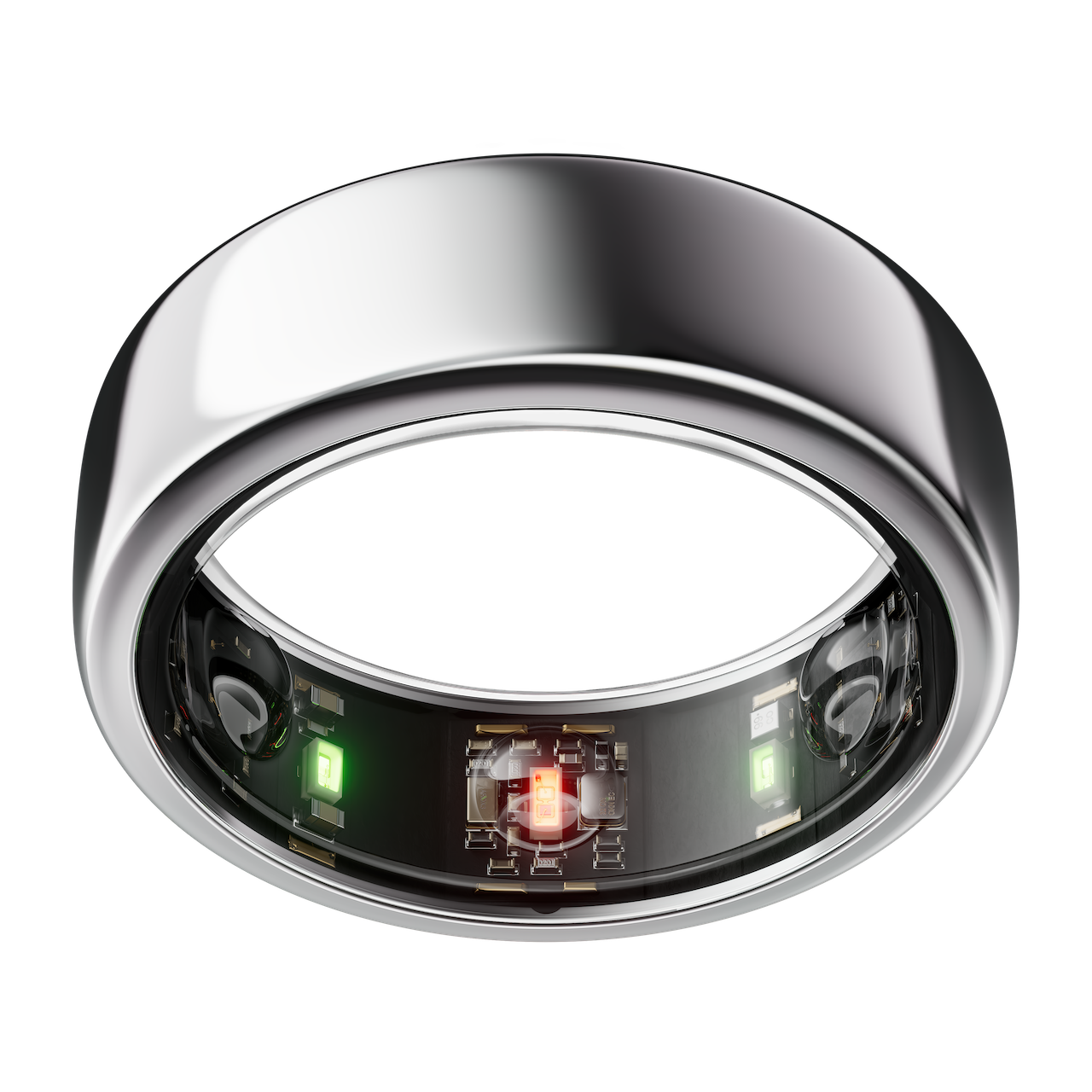 the silver horizon model oura ring generation 3 viewed from the top