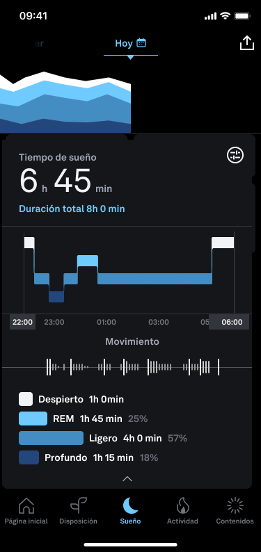 the sleep stages graph on the sleep tab of the Oura App, with the adjustment icon highlighted above it