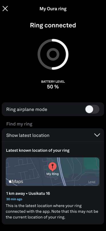 Find My Ring Settings