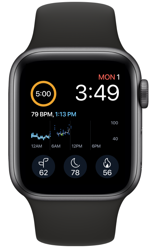 zwei Beispiele für Apple Watch Ziffernblätter mit Komplikationen