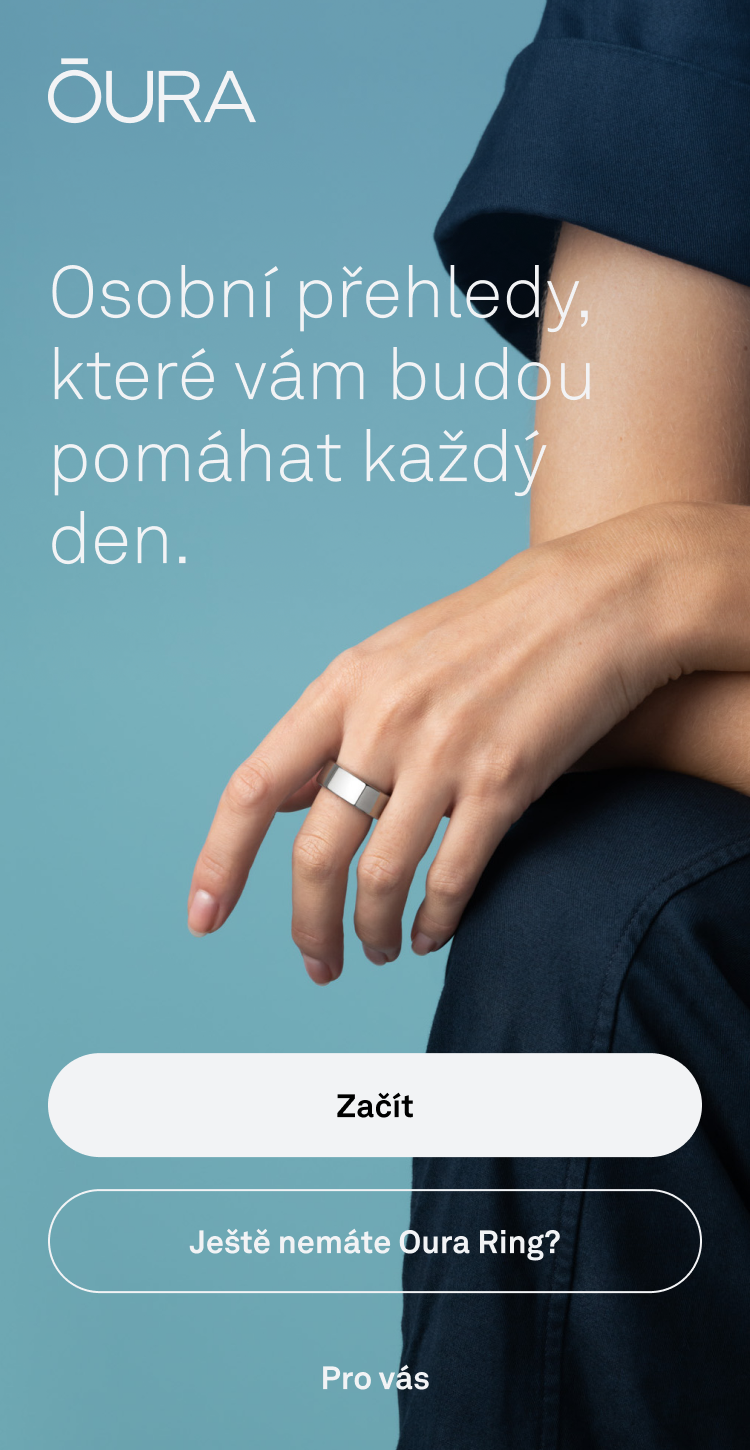 Screenshot úvodní stránky aplikace Oura
