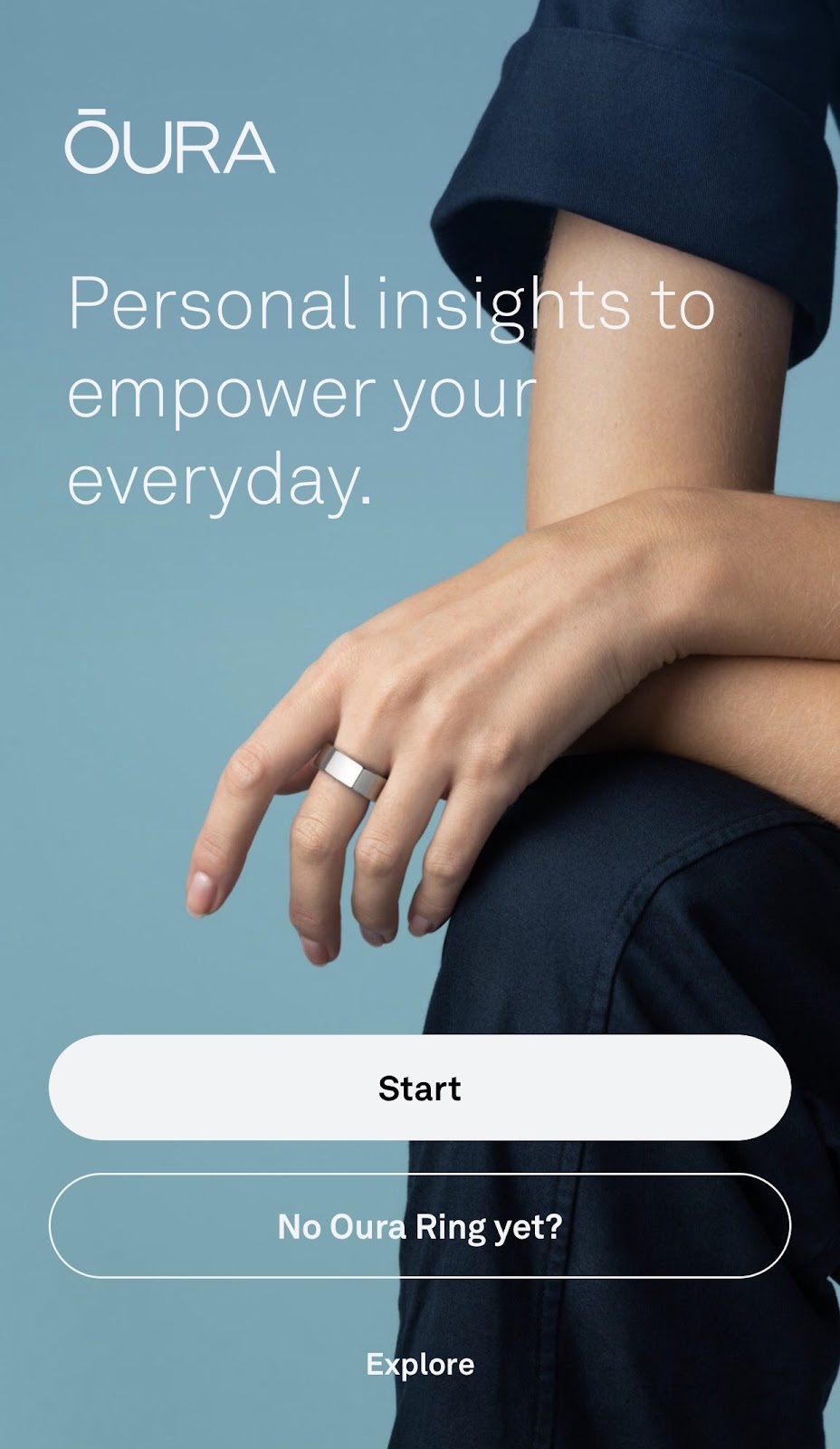 a screenshot of the Oura App's start screen/splash page