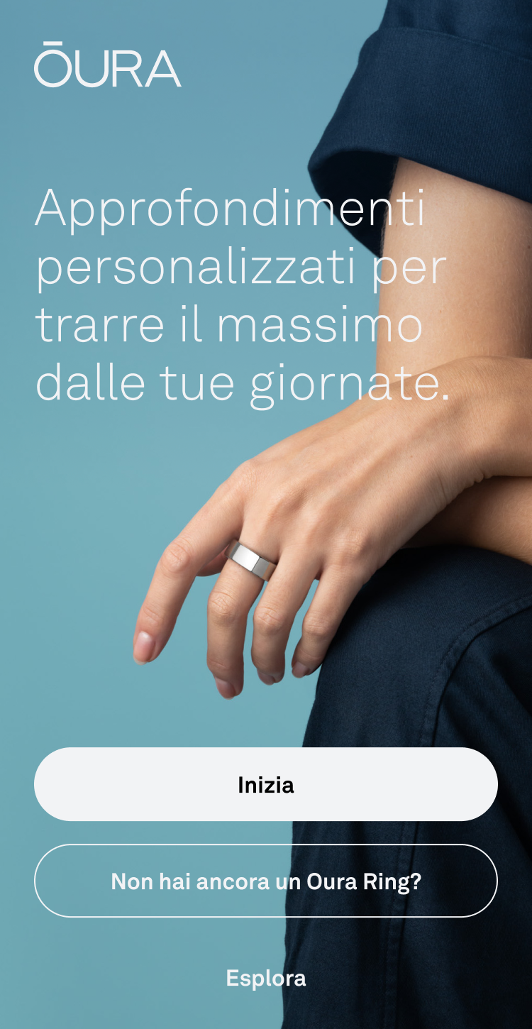 schermata iniziale/splash page di Oura App