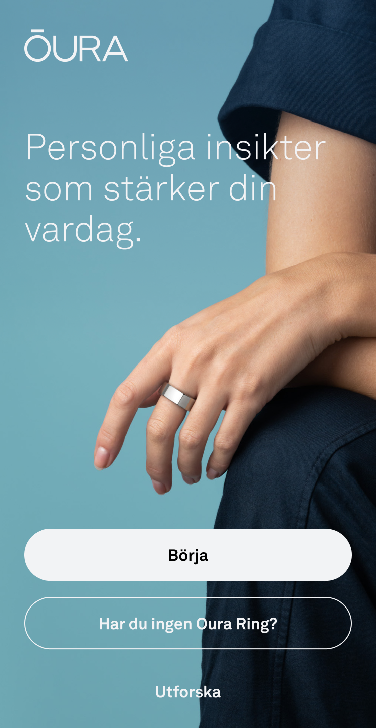 en skärmbild av Oura-appens startskärm/startsida