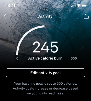the activity goal detail card with an edit activity goal button